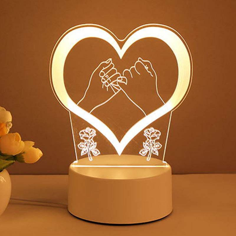 Lampe 3D en Acrylique avec LED USB – Veilleuse Néon Décorative pour la Maison, Idéale pour Noël, Décoration de Chambre et Cadeau de Saint-Valentin