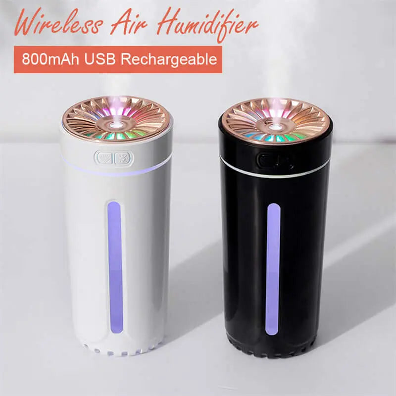 Wireless Air Humidifier Colorful Lights Mute Ultrasonic USB Fogger Diffuser Purifier 800mAh Rechargeabl Cool Mist Maker For Car - Tiktuk shop #