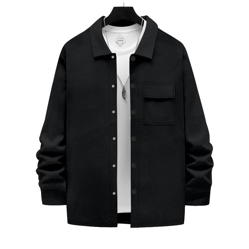 Veste Chemise Homme Rétro Casual en Tricot Jacquard avec Col Revers