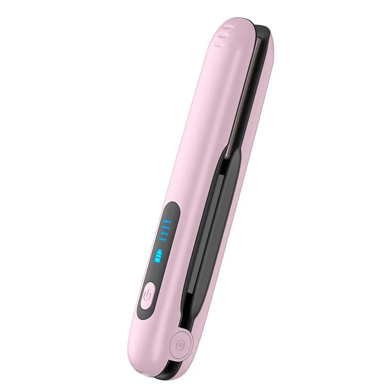 Wireless Hair Straightener Flat Iron Mini 2 IN 1 Roller USB 5000mAh Max 200 Degree Portable Cordless Curler 4 Levels Dry And Wet Uses - Tiktuk shop #