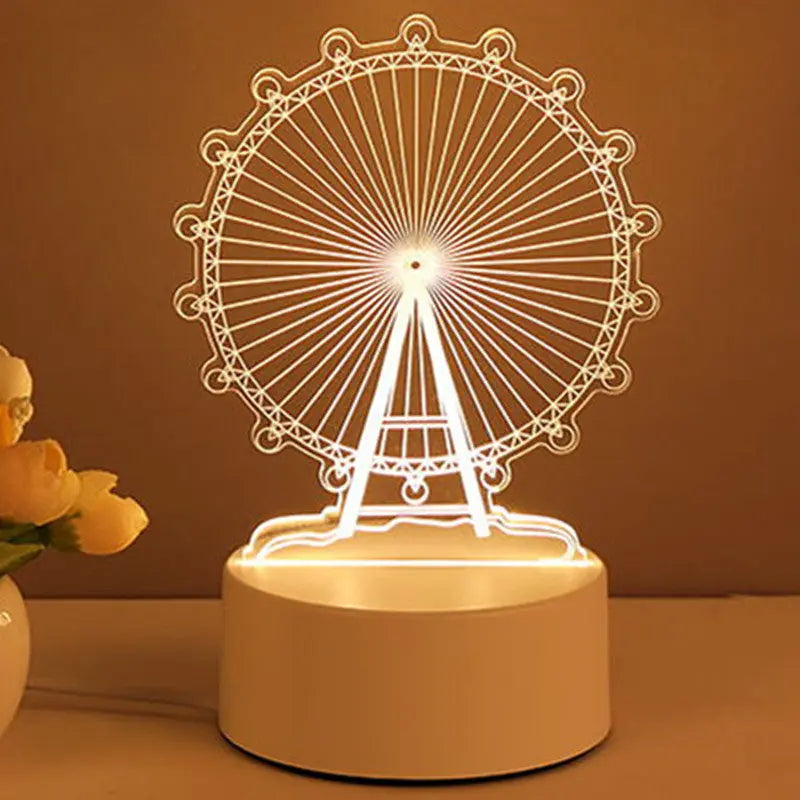 Lampe 3D en Acrylique avec LED USB – Veilleuse Néon Décorative pour la Maison, Idéale pour Noël, Décoration de Chambre et Cadeau de Saint-Valentin - Image #3