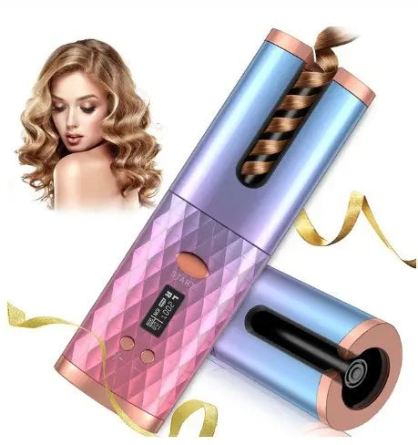 Rechargeable Automatic Hair Curler Women Portable Hair Curling Iron LCD Display Ceramic Curly Rotating Curling Wave Styer - Tiktuk shop #