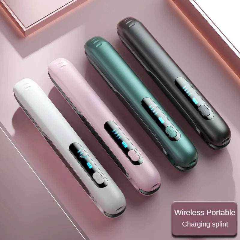 Wireless Hair Straightener Flat Iron Mini 2 IN 1 Roller USB 5000mAh Max 200 Degree Portable Cordless Curler 4 Levels Dry And Wet Uses - Tiktuk shop #