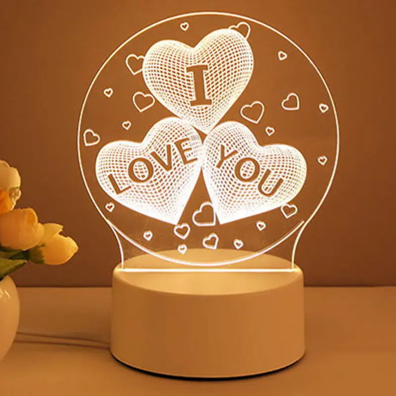 Lampe 3D en Acrylique avec LED USB – Veilleuse Néon Décorative pour la Maison, Idéale pour Noël, Décoration de Chambre et Cadeau de Saint-Valentin - Image #2