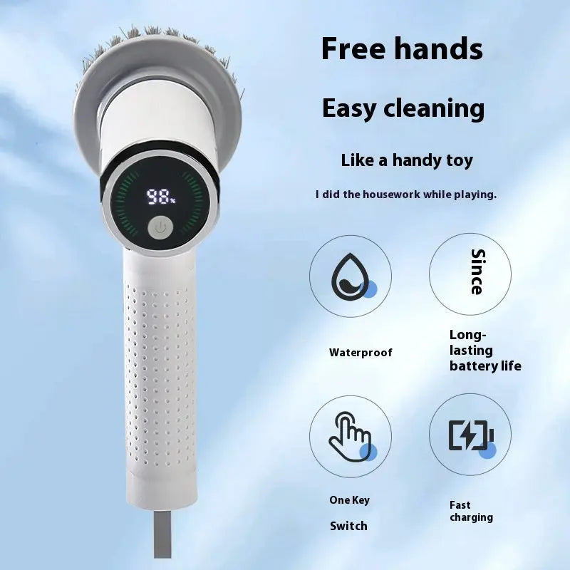 Multifunctional Smart Display Electric Cleaning Brush Wireless Kitchen Sink Cleaning Brush Waterproof Electric Pot