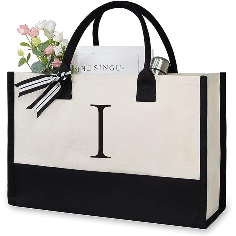 Sac fourre-tout en toile lettre pour femme