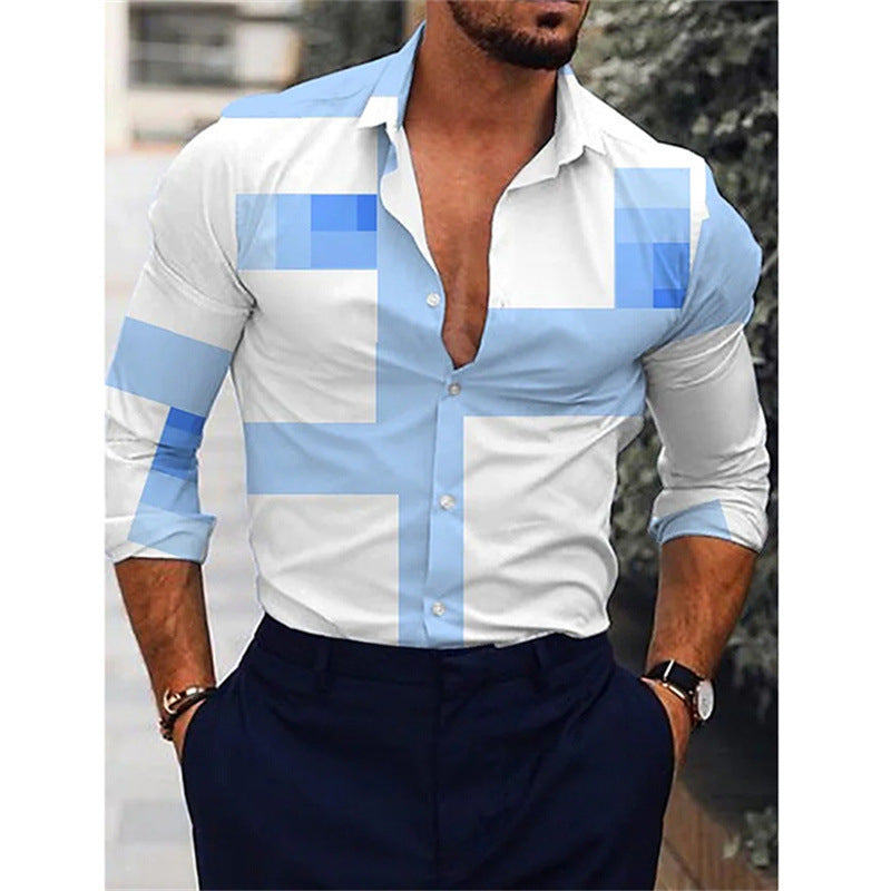 Chemise à Manches Longues Imprimée 3D Dégradé pour Homme