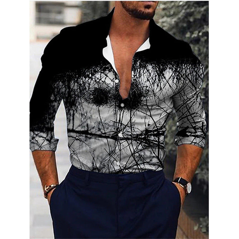 Chemise à Manches Longues Imprimée 3D Dégradé pour Homme