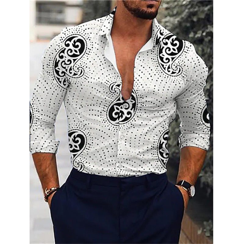 Chemise à Manches Longues Imprimée 3D Dégradé pour Homme