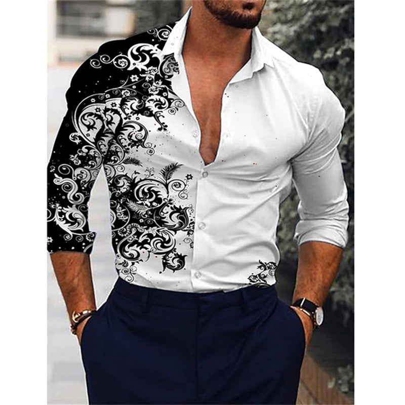 Chemise à Manches Longues Imprimée 3D Dégradé pour Homme