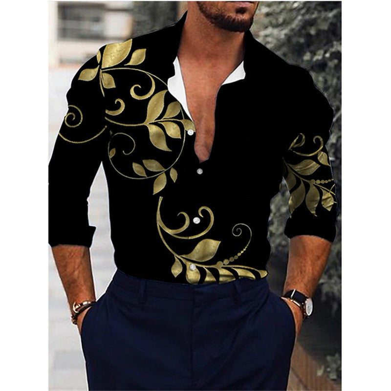 Chemise à Manches Longues Imprimée 3D Dégradé pour Homme