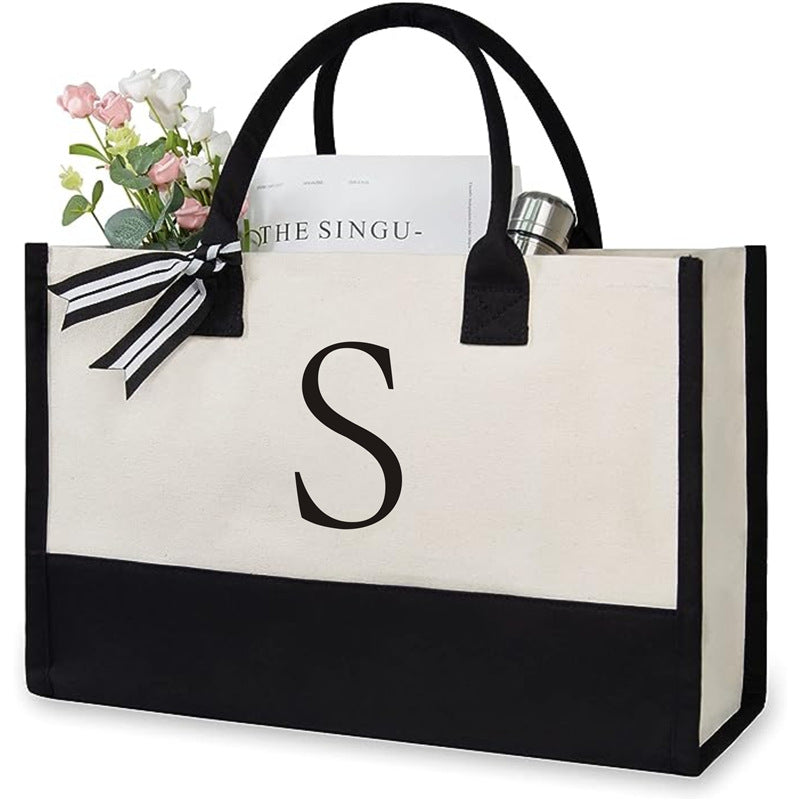 Sac fourre-tout en toile lettre pour femme