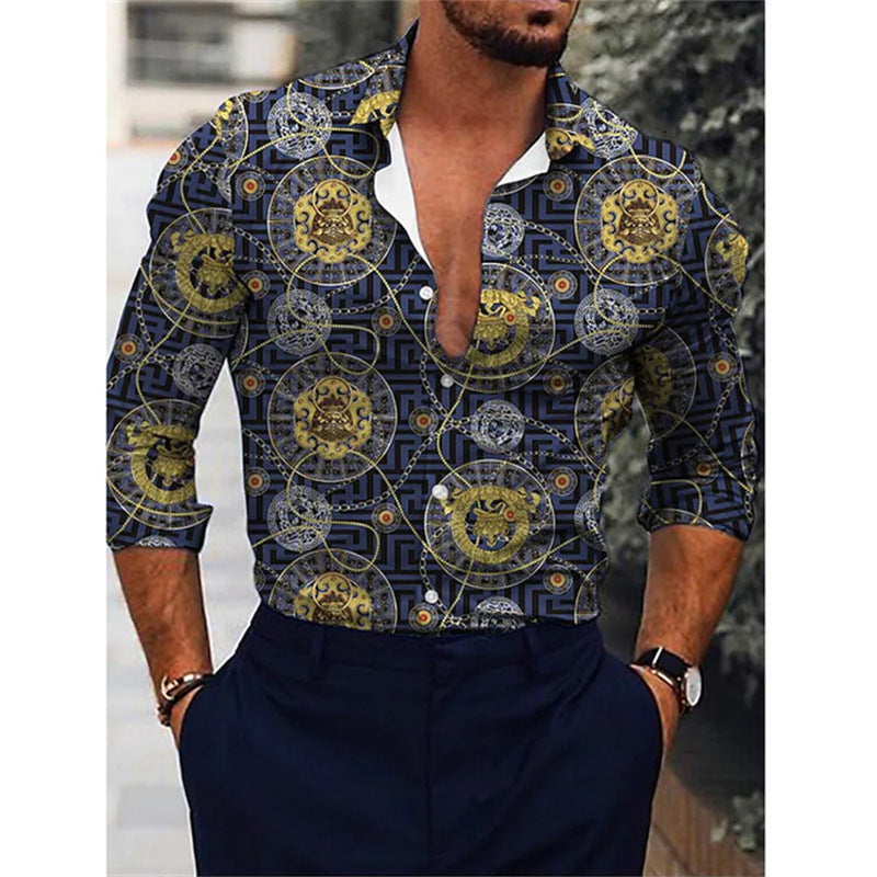 Chemise à Manches Longues Imprimée 3D Dégradé pour Homme