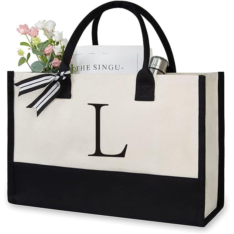 Sac fourre-tout en toile lettre pour femme