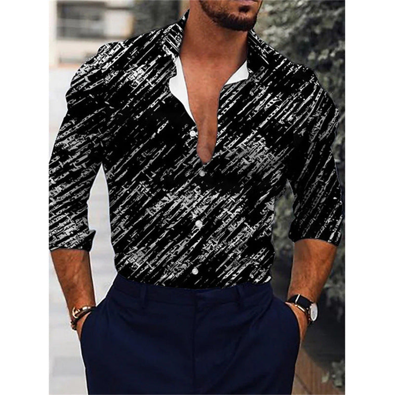 Chemise à Manches Longues Imprimée 3D Dégradé pour Homme