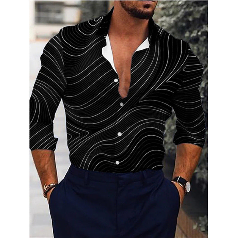 Chemise à Manches Longues Imprimée 3D Dégradé pour Homme