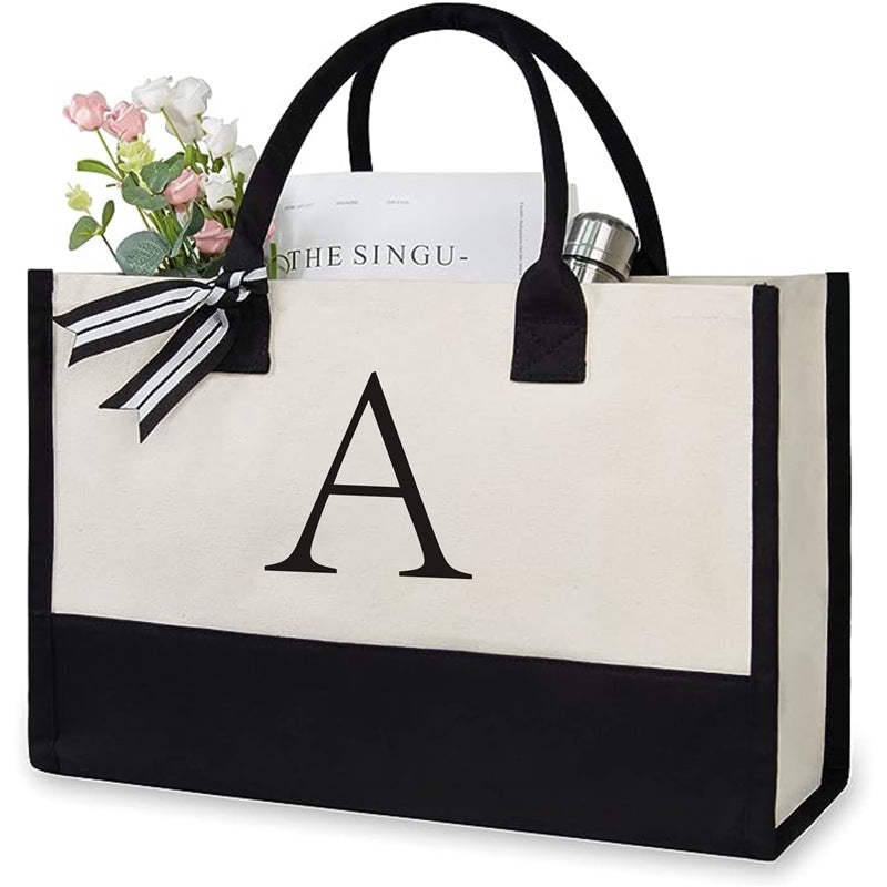 Sac fourre-tout en toile lettre pour femme