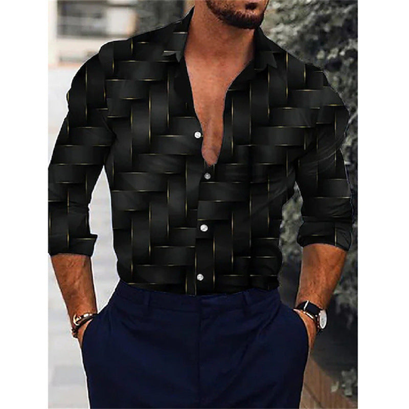 Chemise à Manches Longues Imprimée 3D Dégradé pour Homme