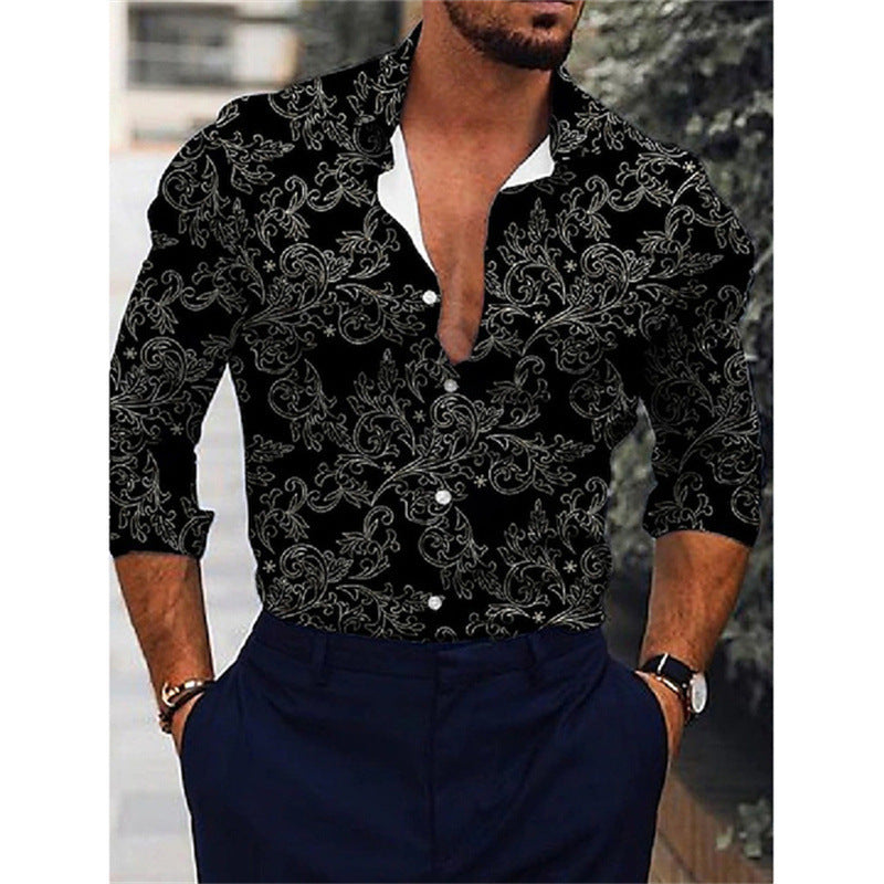 Chemise à Manches Longues Imprimée 3D Dégradé pour Homme