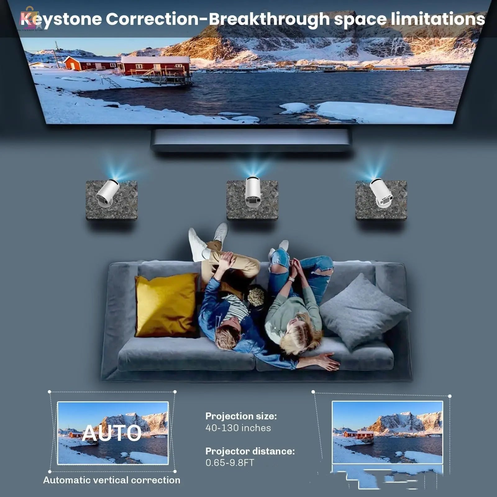 S100 Projector WIFI Projection Screen Home tiktukshop.store