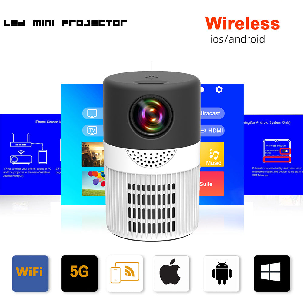 Home HD Projecteur 5G WIFI Connexion 40 ANSI Mini Portable 480X360 sans fil Même écran de projection de téléphone - Tiktuk shop #