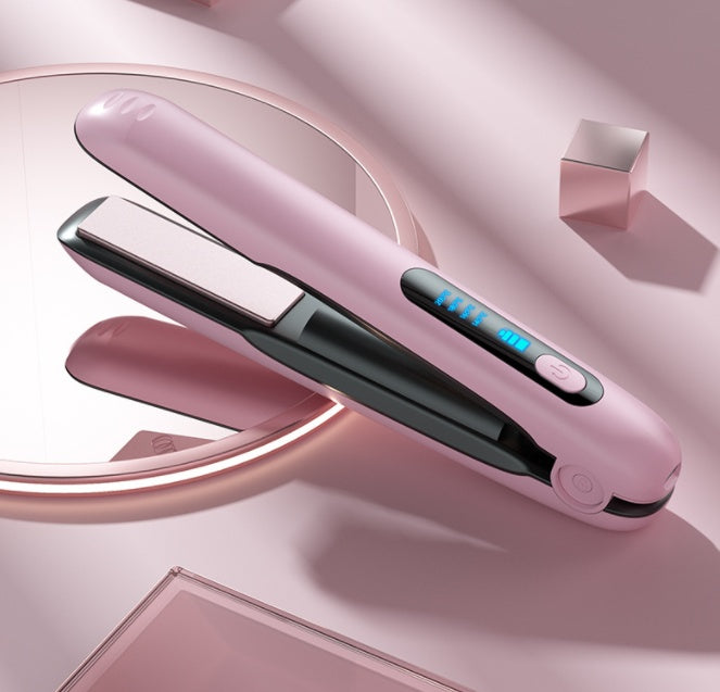 Wireless Hair Straightener Flat Iron Mini 2 IN 1 Roller USB 5000mAh Max 200 Degree Portable Cordless Curler 4 Levels Dry And Wet Uses - Tiktuk shop #