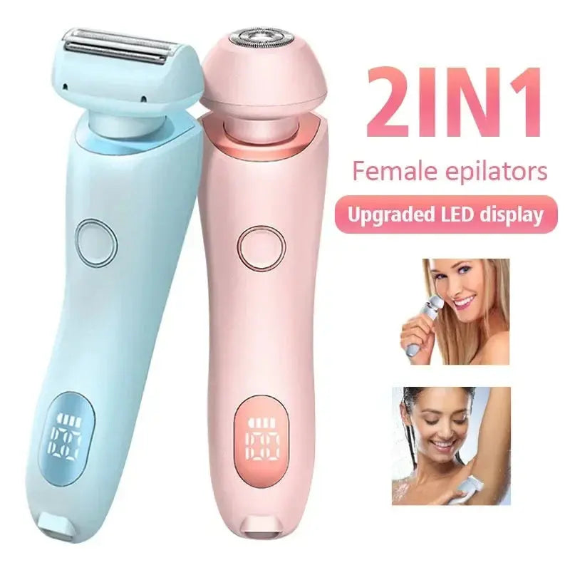 2 In 1 Hair Removal Epilator USB Rechargeable Trimmer Women Body Razor Face Leg Armpit Bikini Hand Pubic Shaver Hair