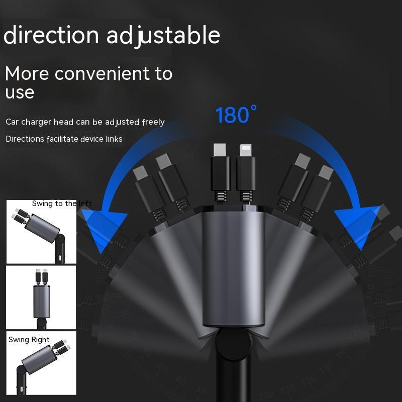 Chargeur de Voiture Ultra Rapide avec Câble Rétractable – Chargement Boosté à 300%