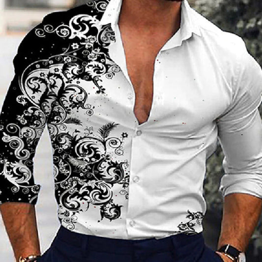 Chemise à Manches Longues Imprimée 3D Dégradé pour Homme