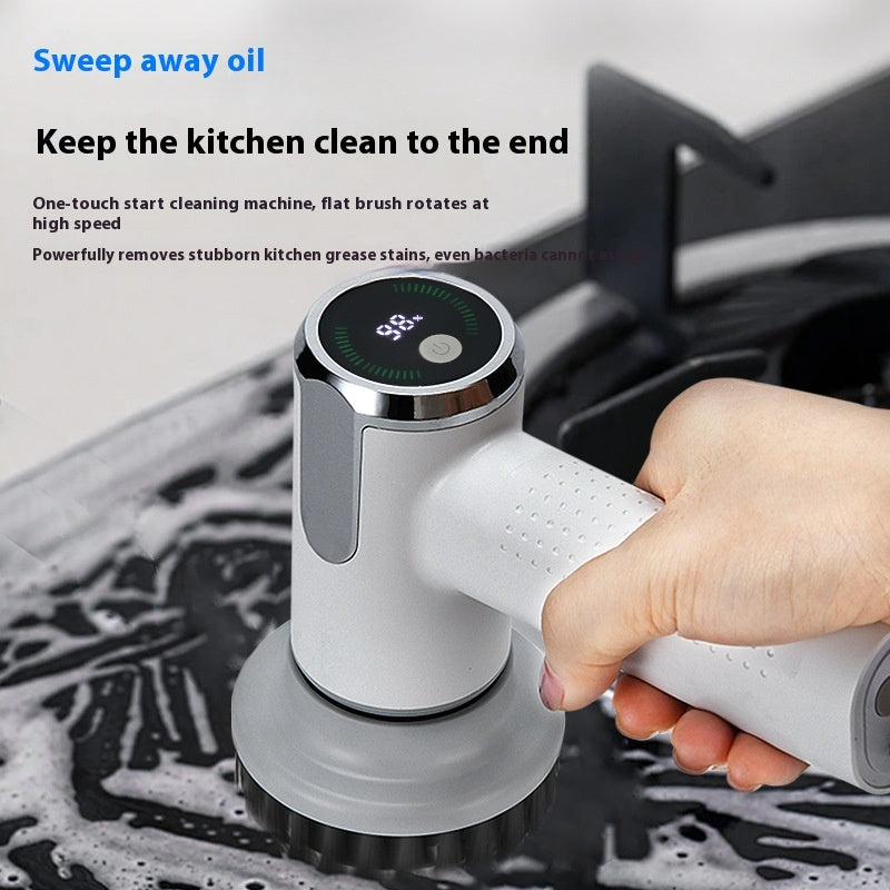 Multifunctional Smart Display Electric Cleaning Brush Wireless Kitchen Sink Cleaning Brush Waterproof Electric Pot